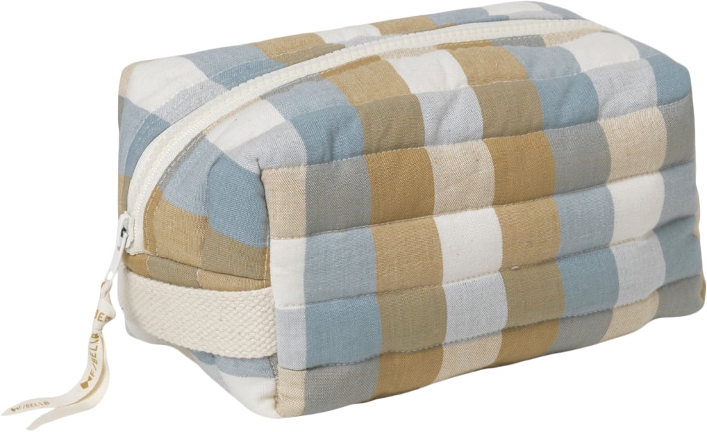 Quilted Toiletry Bag Cottage Blue Checks